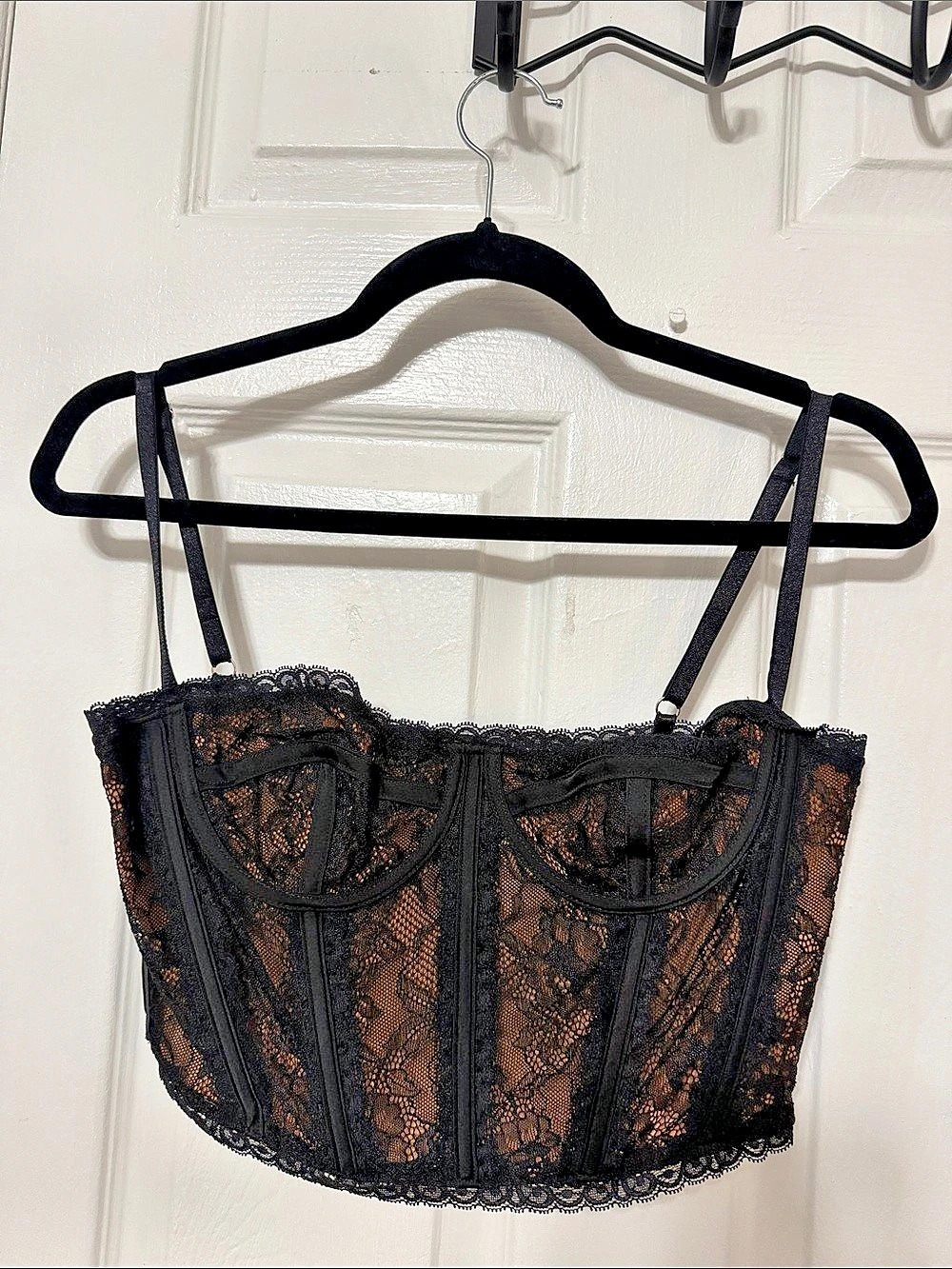 Meshki Lace Corset Top in Black & Brown Medium Like New